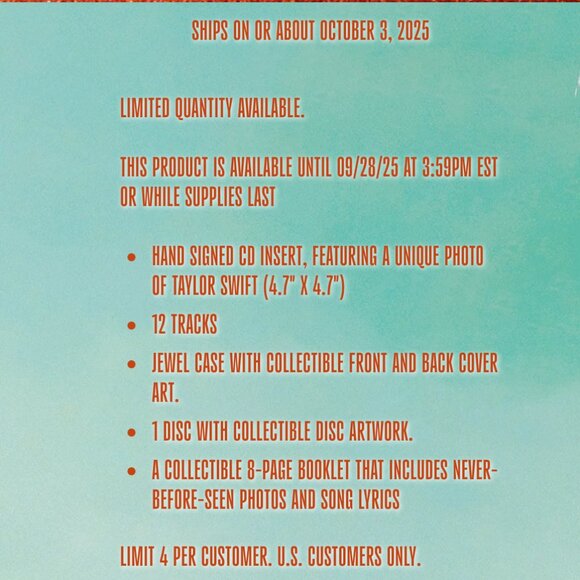 Taylor Swift - The Life of a Showgirl *SIGNED* #3 - Picture 4 of 4